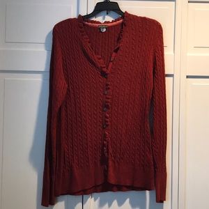 EDDIE BAUER Red Button Up Cardigan Sweater
